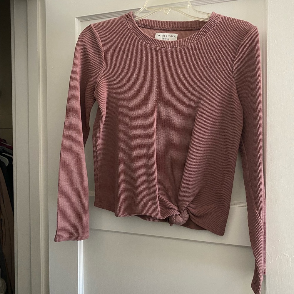 Madewell Ribbed Long Sleeve Top in Dusty Rose
